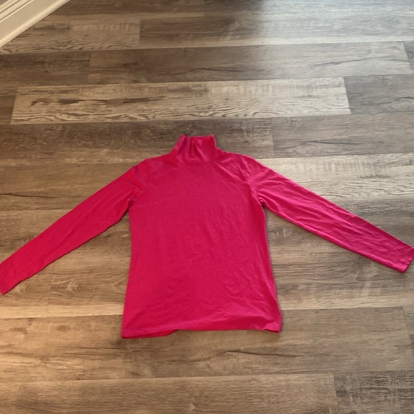 White + Warren - Hot Pink Scrunch Neck Tee - Turtleneck Long Sleeve Size M - Picture 4 of 10